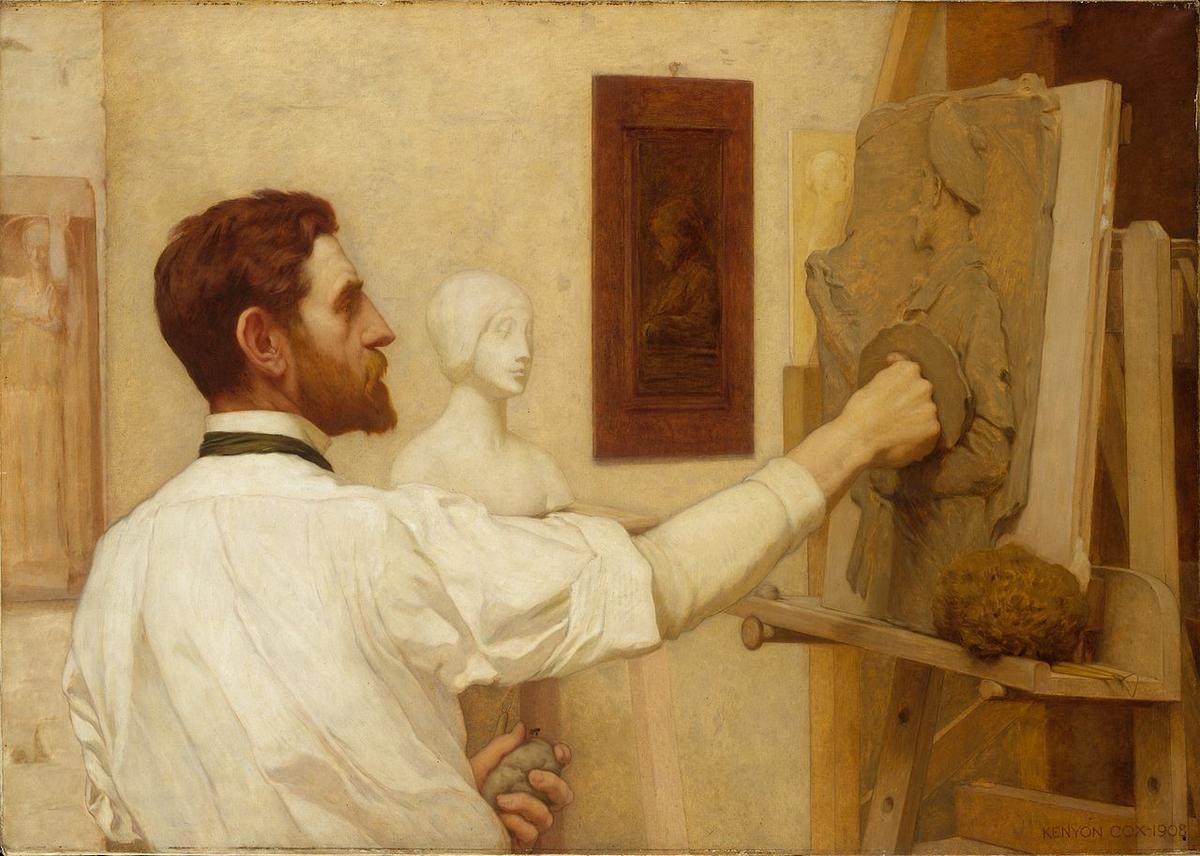 "Augustus Saint-Gaudens Working in His Studio," 1908, by Kenyon Cox. Metropolitan Museum of Art. (Public Domain)