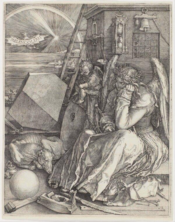 “Melencolia I,” 1514, by Albrecht Dürer. Engraving. 9 5/8 inches by 7 9/16 inches. National Gallery of Art, Washington. (Public Domain)