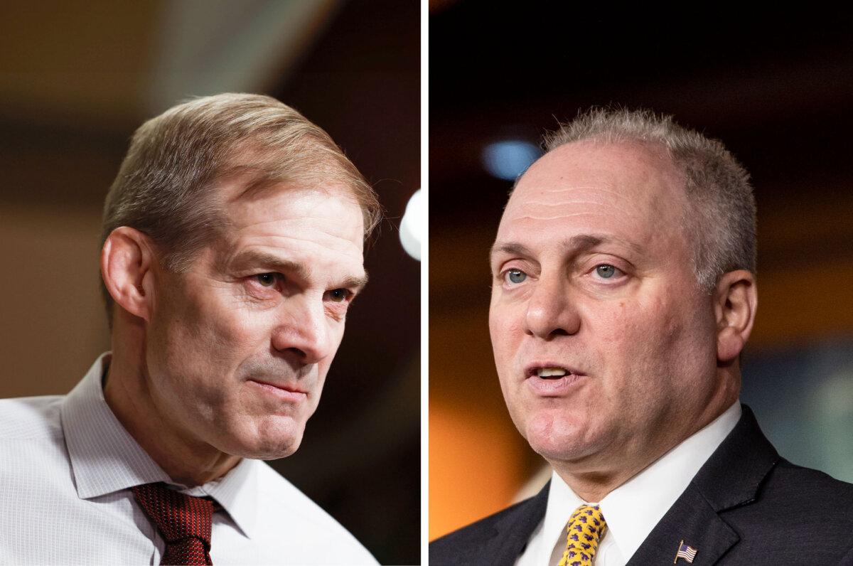 (Left) Rep. Jim Jordan (R-Ohio). (Anna Moneymaker/Getty Images); (Right) Rep. Steve Scalise (R-La.). (Samuel Corum/Getty Images)