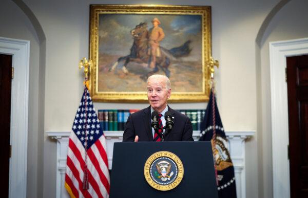 President Joe Biden delivers remarks on the administration's efforts to cancel student debt at the White House on Oct. 4, 2023. (Kevin Dietsch/Getty Images)