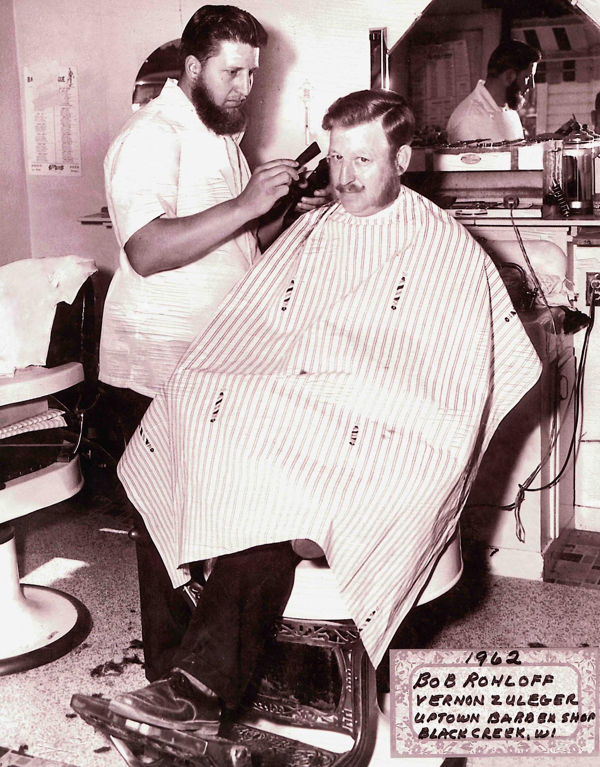 Mr. Rohloff barbering in the early 1960s. (Courtesy of Mark Karweick)