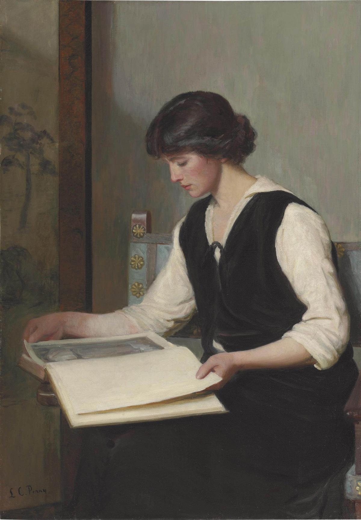 "Reading," before 1933, by Lilla Cabot Perry. Oil on canvas. Private collection. (Public Domain)