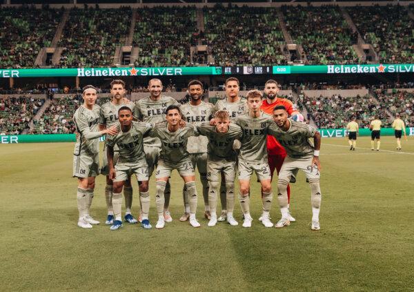 Los Angeles FC team photo prior to their match against Austin FC at Q2 Stadium in Austin, Texas, on Oct. 7, 2023. (Courtesy of Los Angeles FC via The Epoch Times)