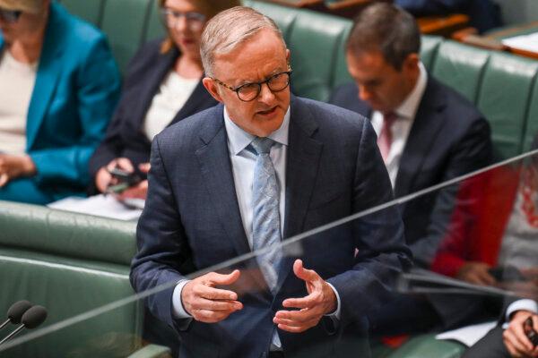 Australian Prime Minister Anthony Albanese during question time in the House of Representatives in Canberra, Australia, on Feb. 6, 2023. (Martin Ollman/Getty Images)