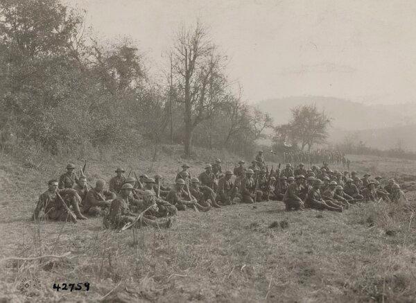 Members of the "Lost Battalion" in late October 1918 near Apremont. War Department. Army War College. (Public Domain)