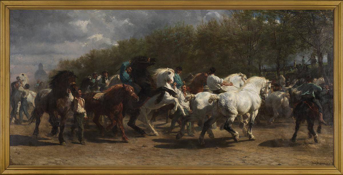  "The Horse Fair," 1852–1855, by Rosa Bonheur. Oil on canvas; 96.25 inches by 199.5 inches. The Metropolitan Museum of Art, New York. (Public Domain)