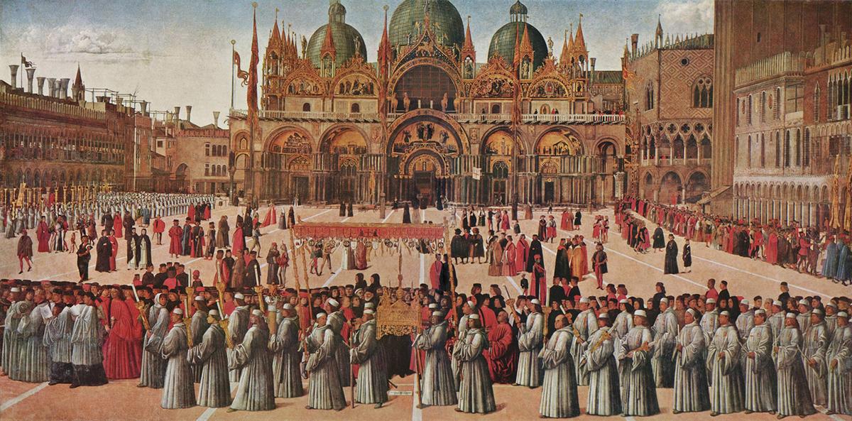 "Procession in St. Mark's Square," circa 1496, by Gentile Bellini. Tempera and oil on canvas. Gallerie dell'Accademia, Venice, Italy. (Public Domain)