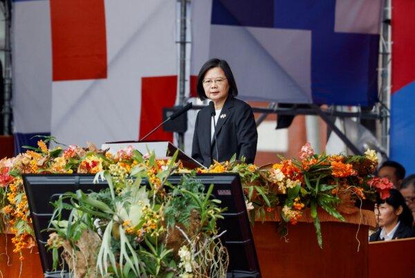 Taiwan's President Tsai Ing-wen attends the National Day celebration ceremony in Taipei, Taiwan, on Oct. 10, 2023. (Carlos Garcia Rawlins/Reuters)