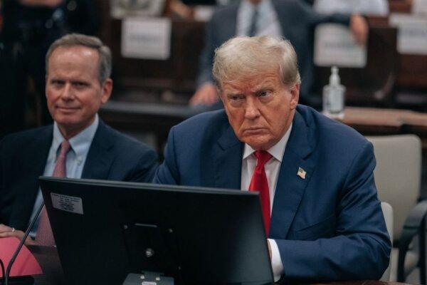 President Donald Trump sits inside the courtroom for the third day of his civil fraud trial in New York, on October 4, 2023.  (Jeenah Moon/AFP via Getty Images)