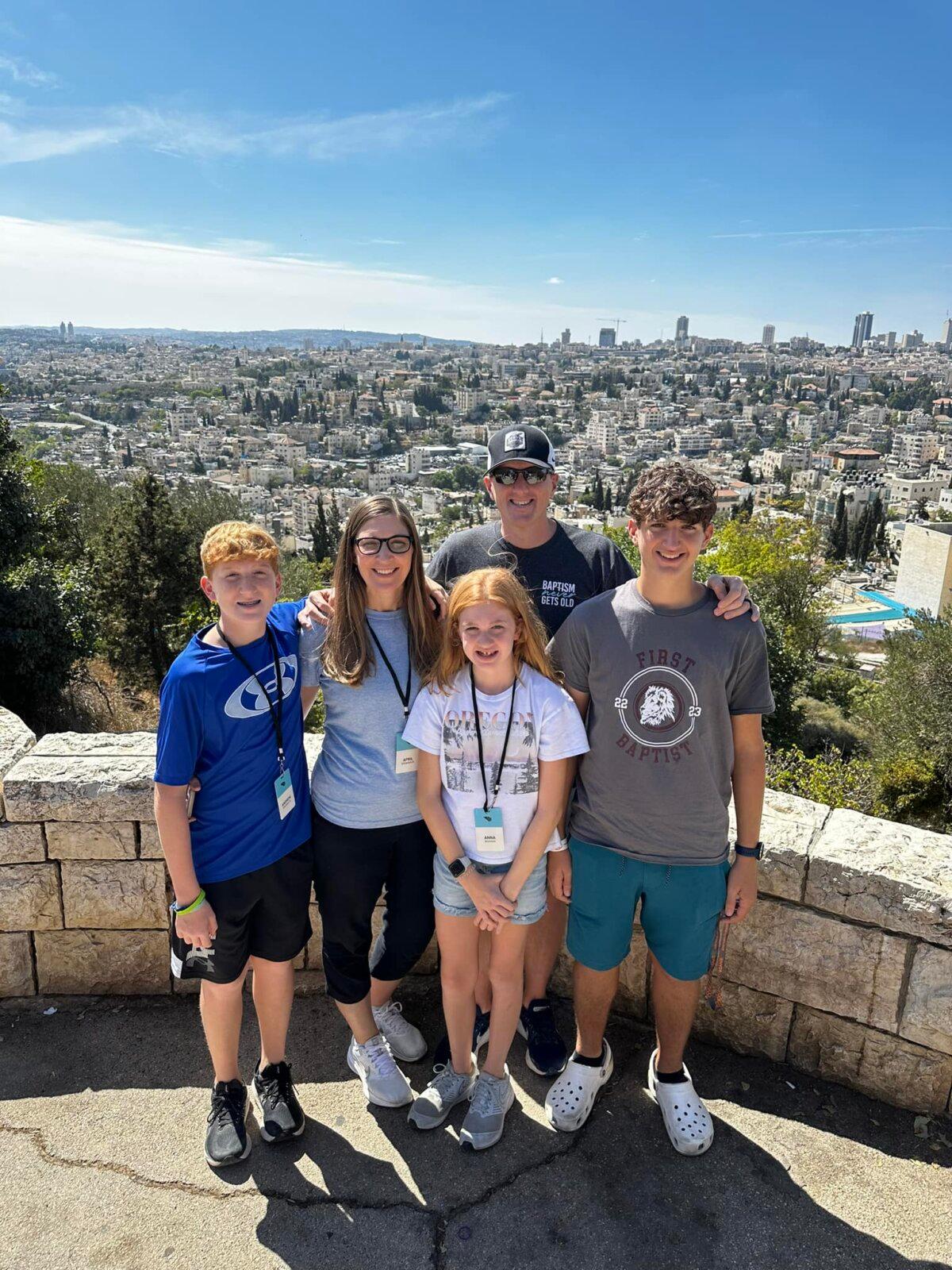 Florida Pastor Alan Brumback from First Naples Church in Naples, Fla., with his family on their trip to Israel in October 2023. (Courtesy of First Naples Church)