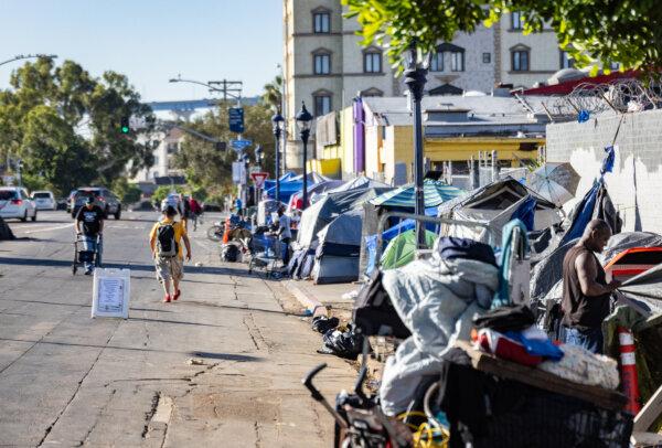 A homeless encampment in San Diego on Oct. 4, 2023. (John Fredricks/The Epoch Times)