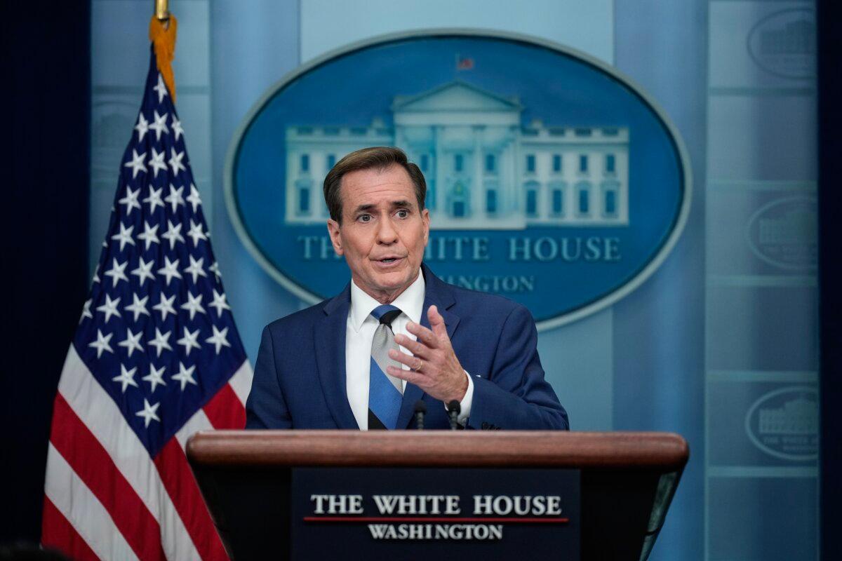 Coordinator for Strategic Communications at the National Security Council John Kirby speaks during the daily press briefing at the White House, on Oct. 11, 2023. (Drew Angerer/Getty Images)