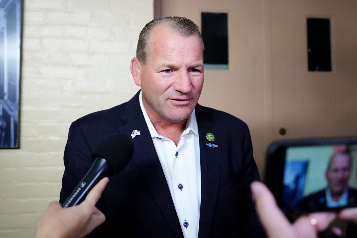Rep. Troy Nehls (R-Texas) speaks to reporters in Washington on Oct. 12, 2023. (Madalina Vasiliu/The Epoch Times)