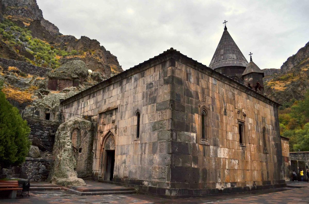 A gavit structure attached to the main church of Geghard Monastery, in Armenia. (Karen Faljyan/Shutterstock)