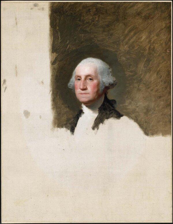 George Washington (Athenaeum Portrait), 1796, by Gilbert Stuart. Oil on canvas; 47 3/4 inches by 37 inches. William Francis Warden Fund, John H. and Ernestine A. Payne Fund, Commonwealth Cultural Preservation Trust. Jointly owned by the Museum of Fine Arts, Boston, and the National Portrait Gallery, Washington. (Public Domain)