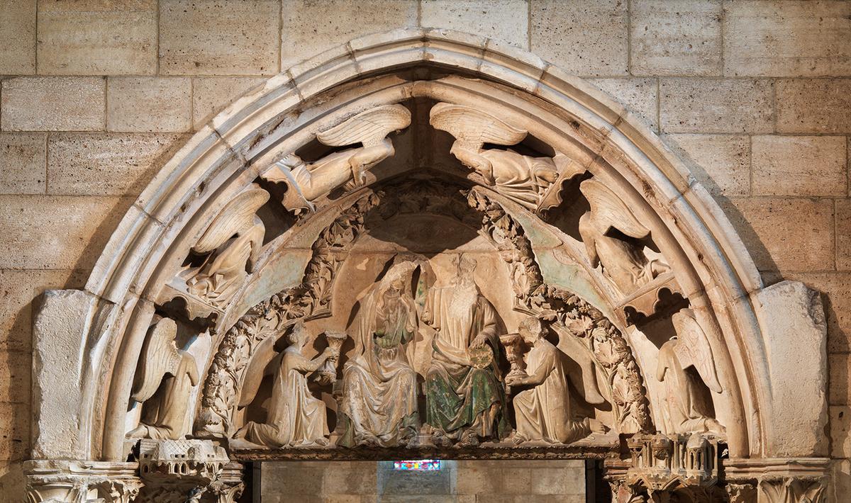 The tympanum showing the coronation of the Virgin in heaven. The Cloisters Collection, The Metropolitan Museum of Art, New York City. (Public Domain)