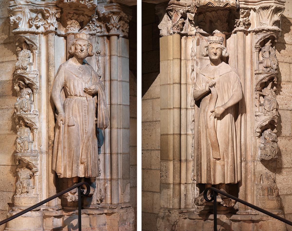 Statues of King Clovis and his son Clothar, founders of Moutiers-Saint-Jean, stand on either side of the portal. The Cloisters Collection, The Metropolitan Museum of Art, New York City. (Public Domain)
