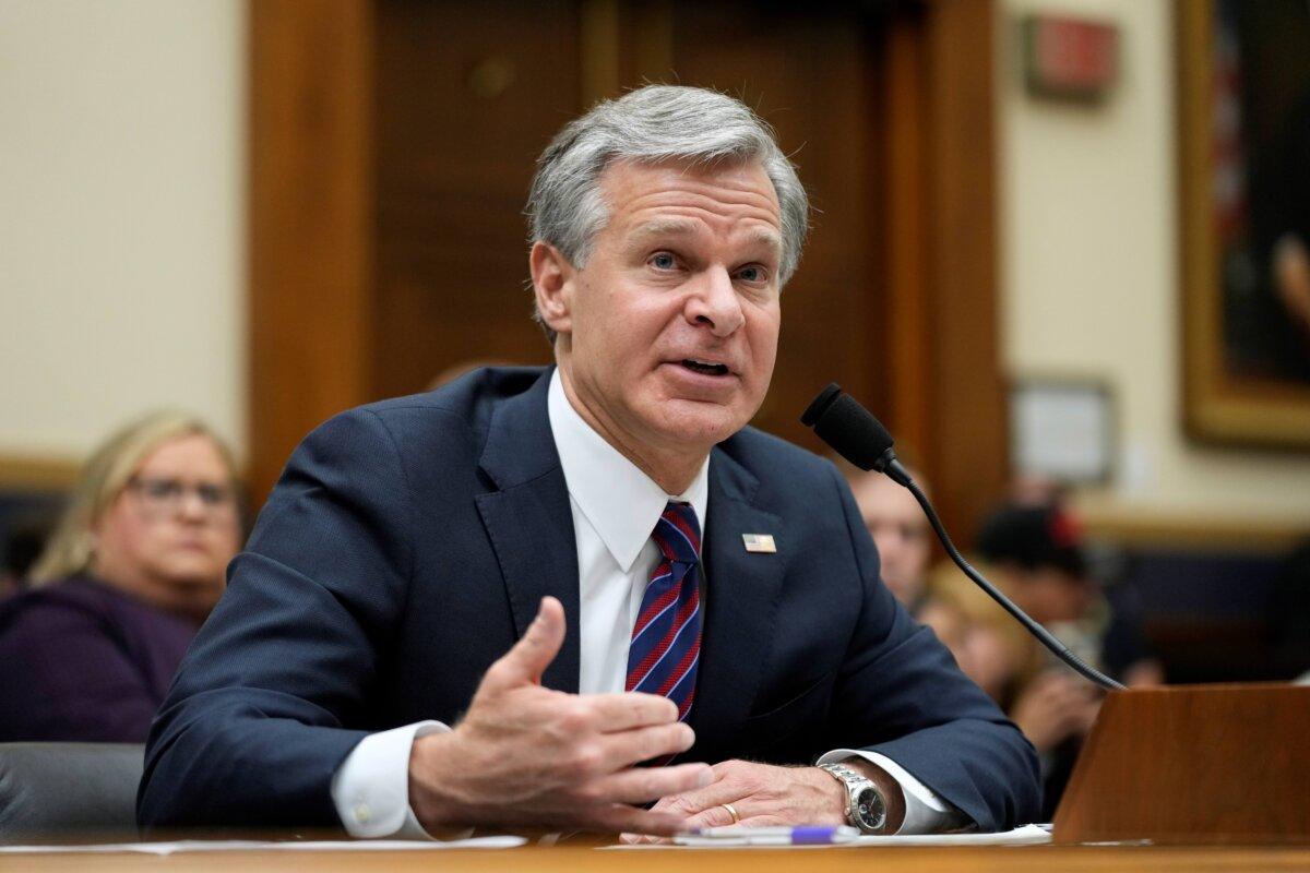 FBI Director Christopher Wray testifies before a House Committee on the Judiciary oversight hearing on Capitol Hill in Washington on July 12, 2023. (Patrick Semansky/AP Photo)