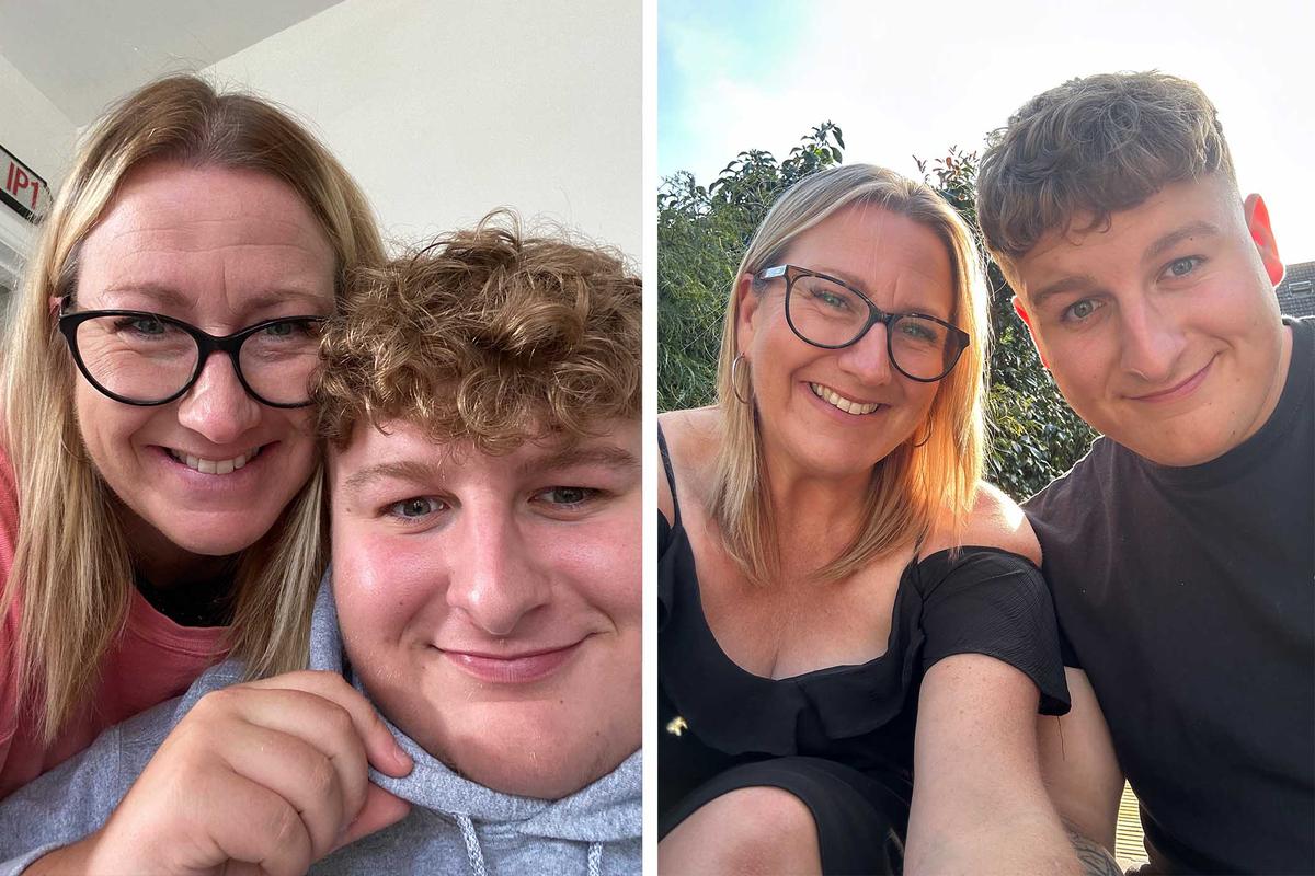 Ms. Howells, 44, and her son Mr. Howells, 20, before and after their weight loss journeys together. (SWNS)