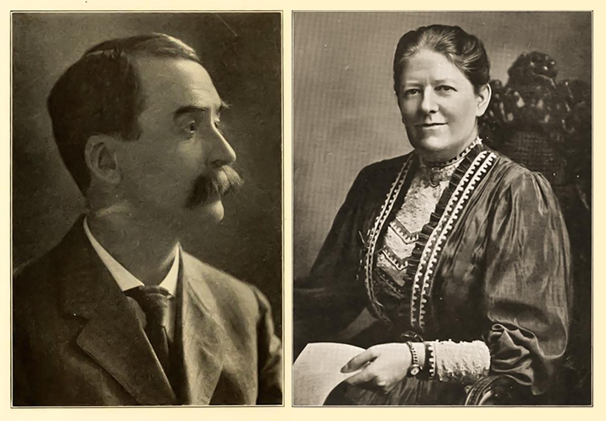 Left: Portrait plate of Charles H. Gabriel from "Biography of Gospel Song and Hymn Writers," circa 1914, written by Jacob Henry Hall. Right: A portrait of Ada Habershon from the 1918 publication "Ada R. Habershon: A Gatherer of Fresh Spoil." (Public Domain)