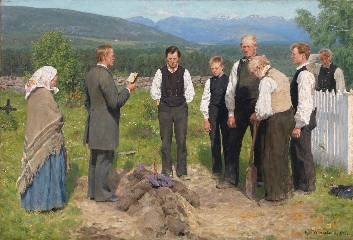 "But I could not hide my sorrow, When they laid her in that grave," reads the fourth verse of "Will the Circle Be Unbroken." "Peasant Burial," 1883/1885, by Erik Werenskiold. Oil on canvas. National Museum of Art, Architecture and Design, Oslo, Norway. (Public Domain)