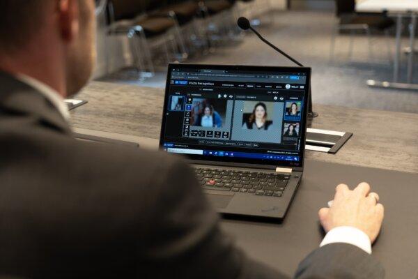 An undated image of a man using facial recognition software at an undisclosed location. (Metropolitan Police)
