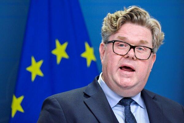 Swedish Justice Minister Gunnar Strommer in Stockholm on Aug. 17, 2023. (Henrik Montgomery/TT News Agency/via Reuters)