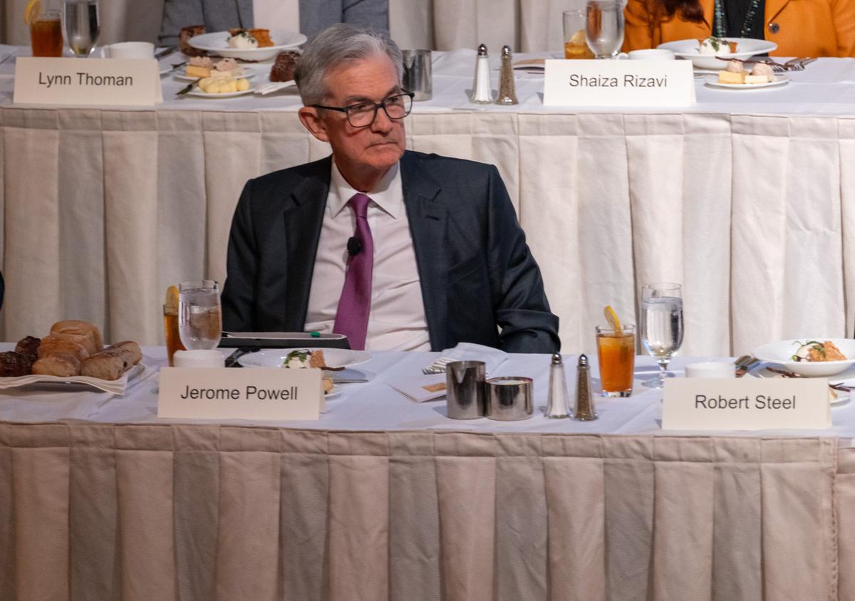 Federal Reserve Chair Jerome Powell attends a lunch hosted by the Economic Club of New York at the Hilton Hotel in New York City, on Oct. 19, 2023. (Spencer Platt/Getty Images)