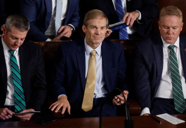 Rep. Jim Jordan (R-Ohio), Republican speaker designee, watches as the House votes for a third time on whether to elevate him to speaker of the House, in the U.S. Capitol in Washington on Oct. 20, 2023. (Chip Somodevilla/Getty Images)