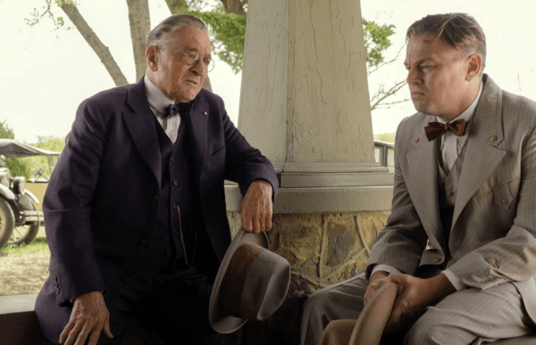 William King Hale (Robert De Niro, L) and Ernest Burkhart (Leonardo DiCaprio), in "Killers of the Flower Moon." (Melinda Sue Gordon/Apple TV+)