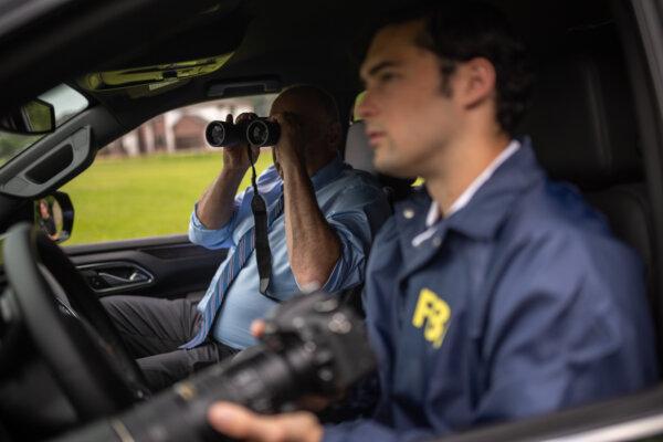 A fictionalized view of FBI agents on a surveillance detail as depicted in a scene from the film 'Police State.' (Courtesy of Dinesh D'Souza)