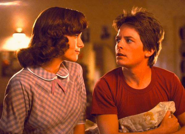 Marty McFly (Michael J. Fox) comes to the horrifying realization that the clueless, younger, and very attractive version of his mother is sweet on him, in "Back to the Future." (Universal Pictures)
