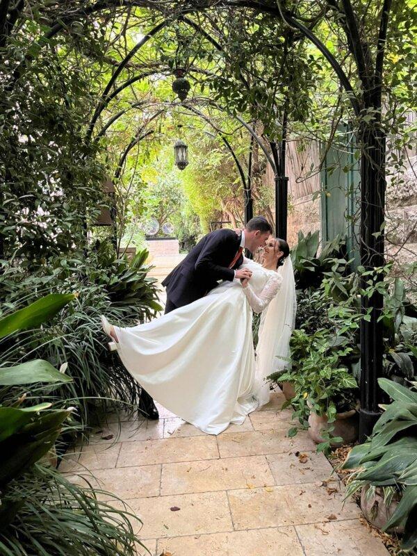 Aaron and Tamar Greene on their wedding day in Jerusalem on Oct. 9, 2023. (Courtesy of Aaron Greene)