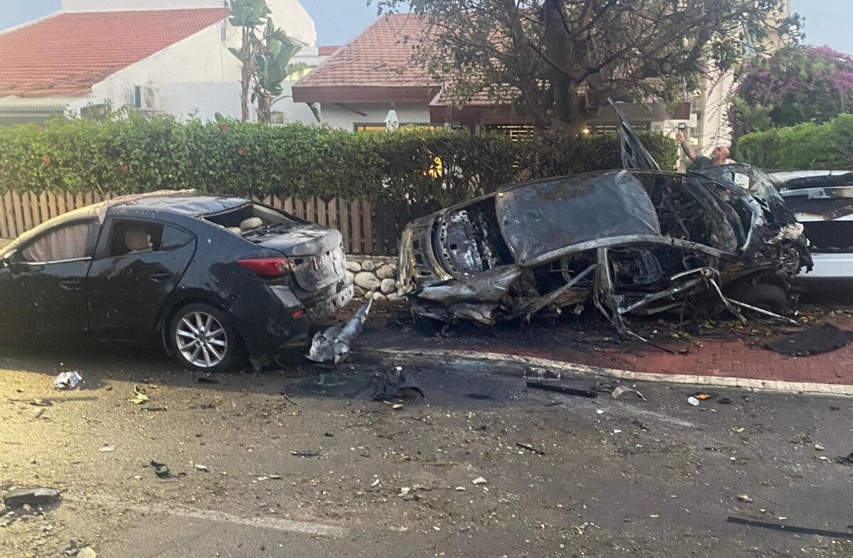 The first Hamas rocket that landed near Anna Levy's house in Ashkelon, Israel, on Oct. 7, 2023, hit about 40 meters away, blowing out her windows. (Courtesy of Anna Levy)