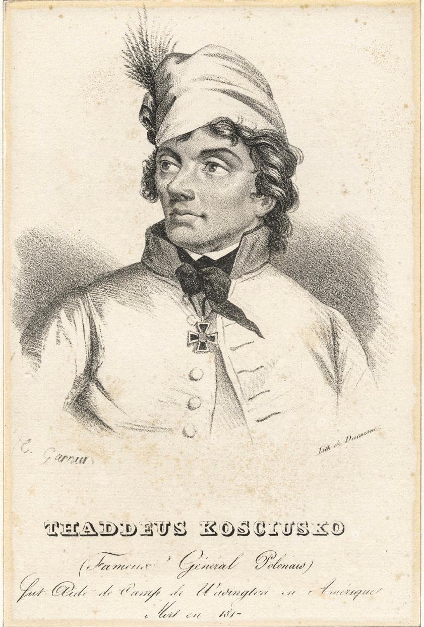 A portrait of Kosciusko by printmakers P. Canot, H.B. Hall, S.V. Hunt, J.B. Longacre, J.M. Probst, and Paul Sandby, circa 1750–1890. Emmet Collection of Manuscripts Etc. Relating to American History. (The New York Public Library)