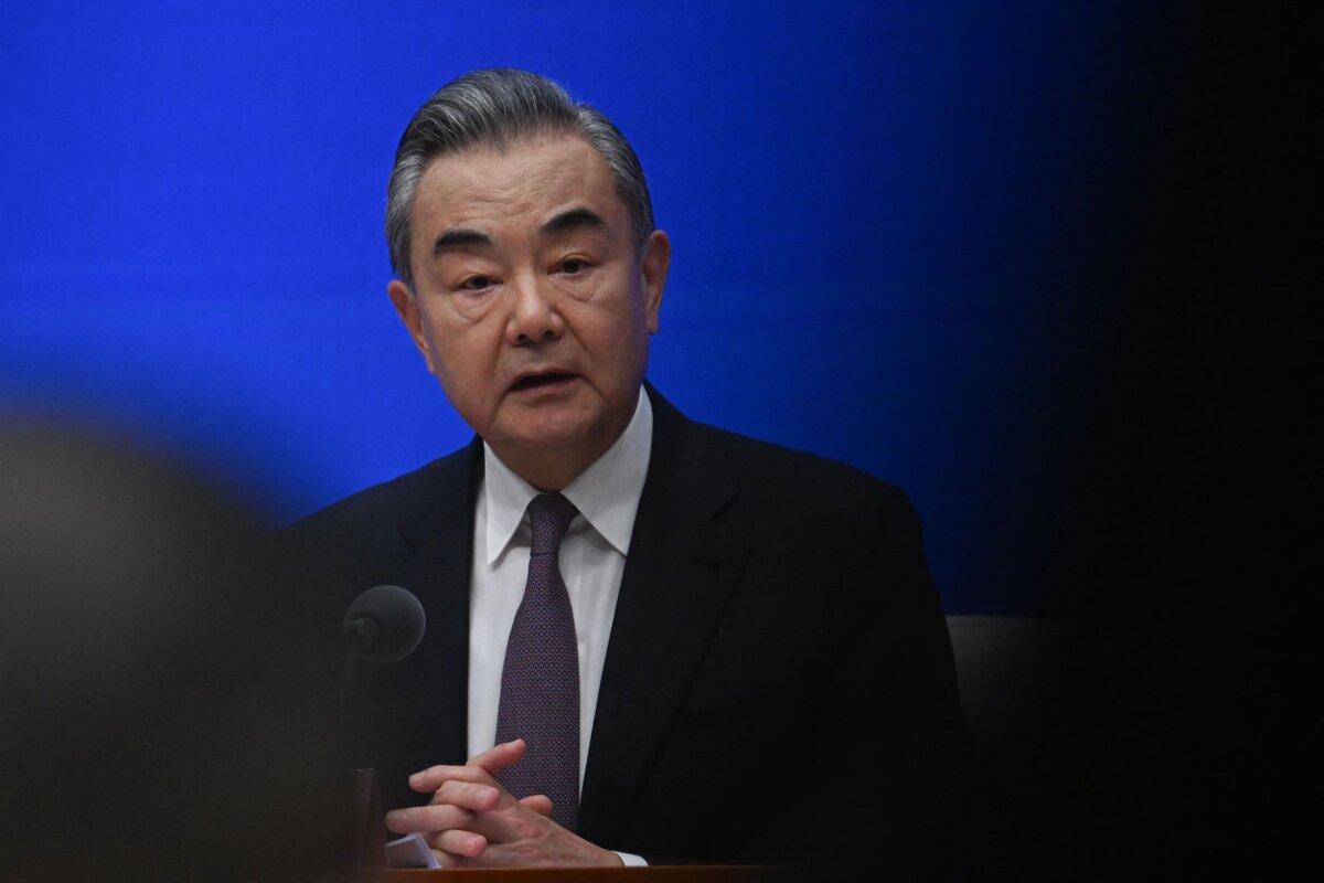 Chinese Foreign Minister Wang Yi attends a news conference at the state council information office in Beijing on Sept. 26, 2023. (Pedro Pardo/AFP via Getty Images)