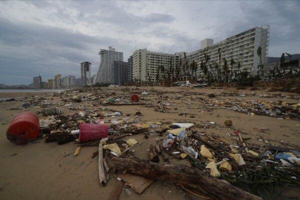 Debris lays on the beach after Hurricane Otis ripped through Acapulco, Mexico, on Oct. 25, 2023. (Marco Ugarte/AP)