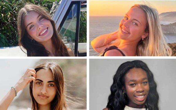 (Clockwise from top L) Niamh Rolston, 20, Peyton Stewart, 21, Deslyn Williams, 21, and Asha Weir, 21, all seniors at Pepperdine’s Seaver College of Liberal Arts, were killed while standing or walking in the 21600 block of Pacific Coast Highway in Malibu, Calif., on Oct. 18, 2023. (Courtesy of Pepperdine University)