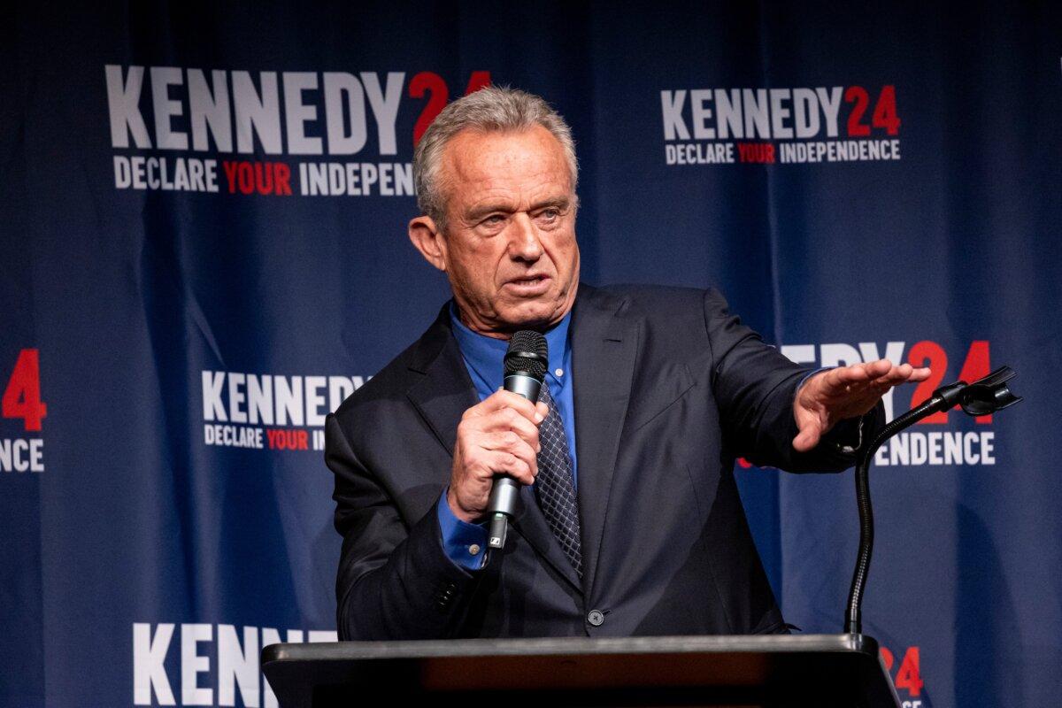 Independent presidential candidate Robert F. Kennedy Jr. speaks during a campaign event "Declare Your Independence Celebration" at Adrienne Arsht Center for the Performing Arts of Miami-Dade County in Miami, Fla., on Oct. 12, 2023. (Eva Marie Uzcategui/Getty Images)