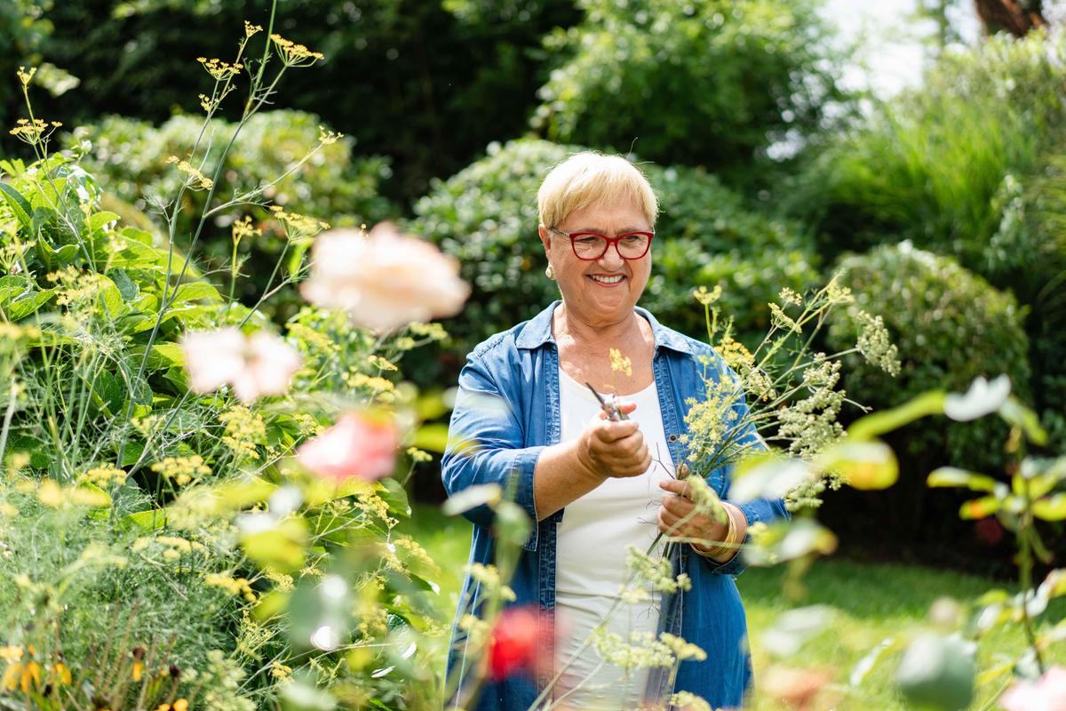 Ms. Bastianich harvests her homegrown fennel. (Samira Bouaou for American Essence)