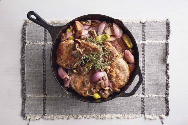 Pork Chops With Mushrooms and Pickled Peperoncini