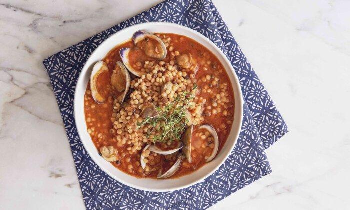 Tomato Soup With Fregola and Clams