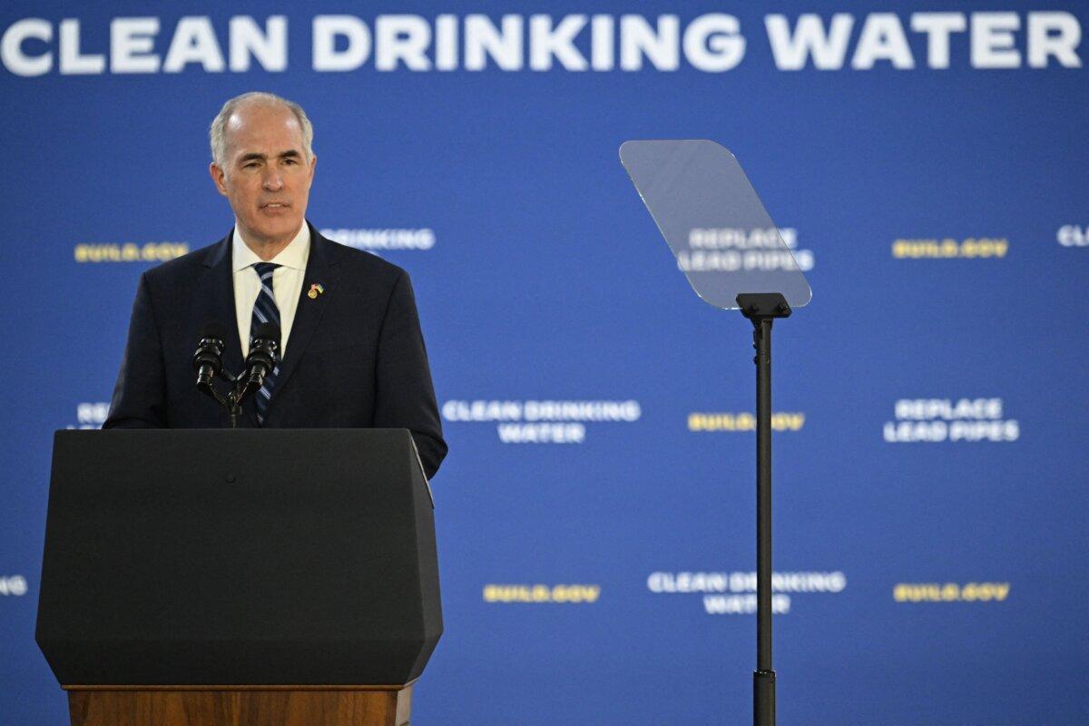 Sen. Bob Casey (D-Pa.) speaks before President Joe Biden talks about the progress of the administration's economic agenda at Belmont Water Treatment Center in Philadelphia, Pa., on Feb. 3, 2023. (Andrew Caballero-Reynolds/AFP via Getty Images)