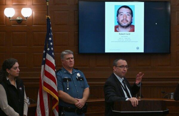  Maine Department of Public Safety Commissioner Mike Sauschuck speaks to the press during a press conference at Lewiston City Hall in Lewiston, Maine, on Oct. 27, 2023. (Angela Weiss/AFP via Getty Images)