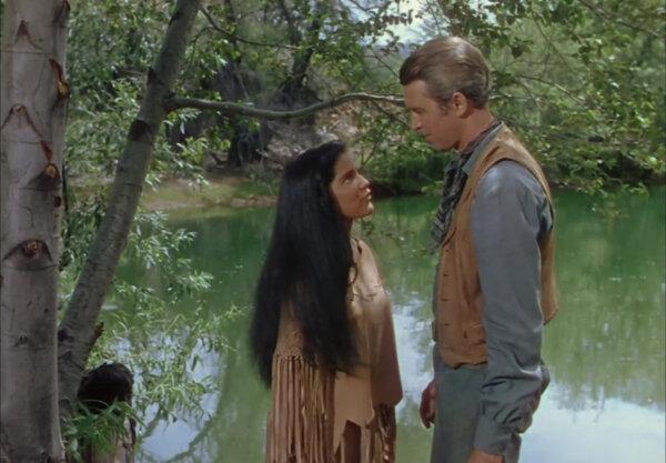Love blossoms between Sonseeahray (Debra Paget) and Tom Jeffords (James Stewart), in “Broken Arrow.” (20th Century Fox)