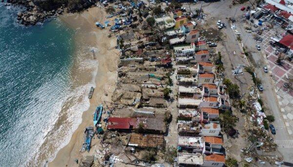 Damaged buildings are seen by the Caleta beach in the aftermath of Hurricane Otis, in Acapulco, Mexico, on Oct. 29, 2023. (Quetzalli Nicte-Ha/Reuters)