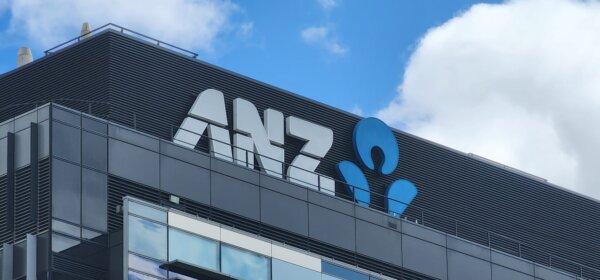 An ANZ bank sign is seen on a building in Melbourne, Australia, on Oct. 30, 2023. (Susan Mortimer/The Epoch Times)
