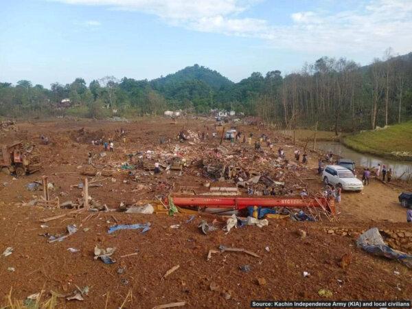Burma's military junta dropped bombs on Munglai Hkyet Internally Displaced Persons Camp in Waingmaw Township, Kachin State, Burma, on Oct. 9, 2023. (Free Burma Rangers)