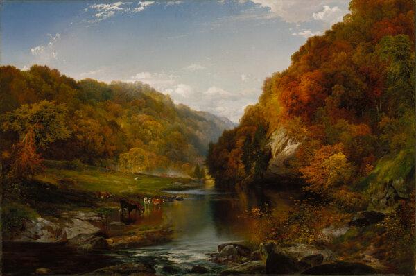 “Autumn Afternoon, the Wissahickon,” 1864, by Thomas Moran. Oil on canvas; 30 1/4 inches by 45 1/4 inches. Daniel J. Terra Collection, Terra Foundation for American Art, Chicago, Ill. (Public Domain)