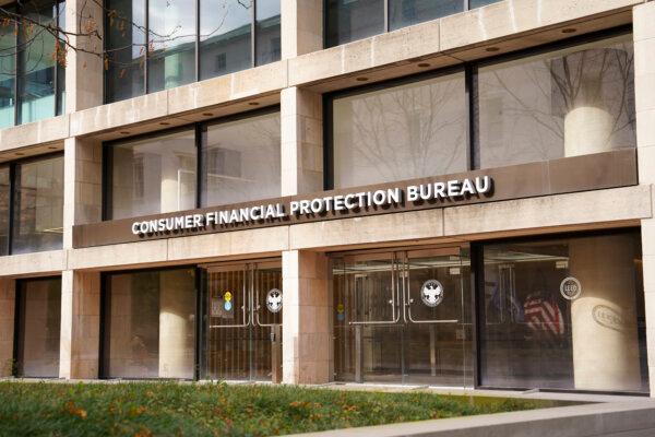 The Consumer Financial Protection Bureau building in Washington on Oct. 31, 2023. (Madalina Vasiliu/The Epoch Times)